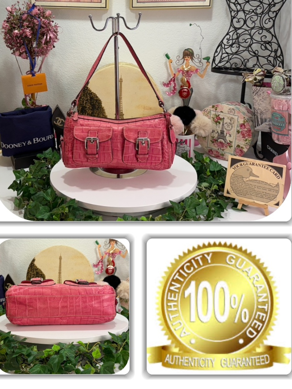 RECHERCHE DOONEY & BOURKE PINK CROC EMBOSSED PURSE/HANDBAG!